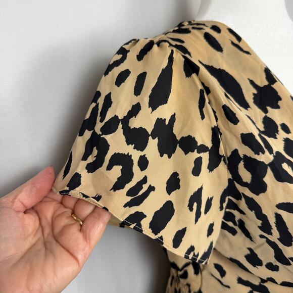 NWT Womens BALTIC BORN Poppy Satin Midi Dress Animal Print Cutout Medium Party - Picture 9 of 16